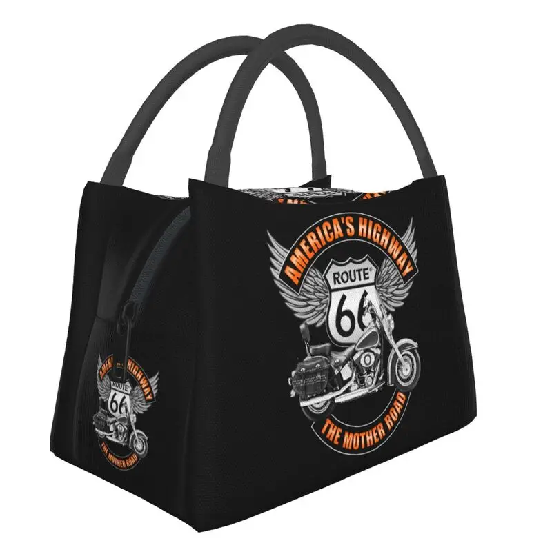 

Americas Highway Route 66 Insulated Lunch Bag for Women Portable Thermal Cooler Bento Box School Work Picnic Travel Food Bags