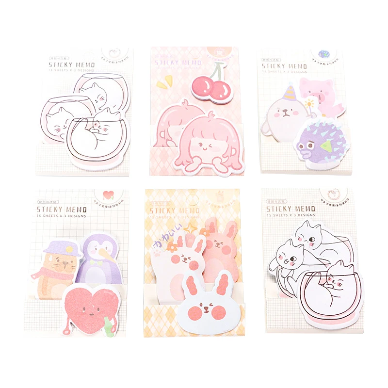 

1set Kawaii 3 Layers Animals Fox Rabbit Dog Memo Pad Cute Sticky Notes Index Sheet Planner Sticker Office Decoration Stationery