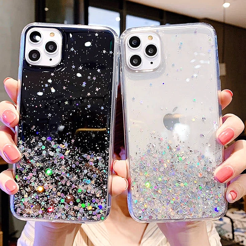 

Soft Candy Transparent Phone Case For iPhone 11 12 13 Pro Max XS X XR 7 8 6 6S plus SE 2020 mini Protective Twinkle Cases Cover