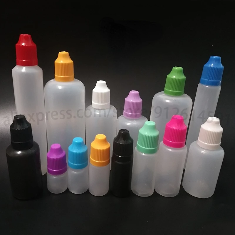 

50Pcs 3ml 5ml 10ml 15ml 20ml 30ml 50ml Empty Plastic Dropper Bottles PET E Liquid Vial Sample Refillable Container