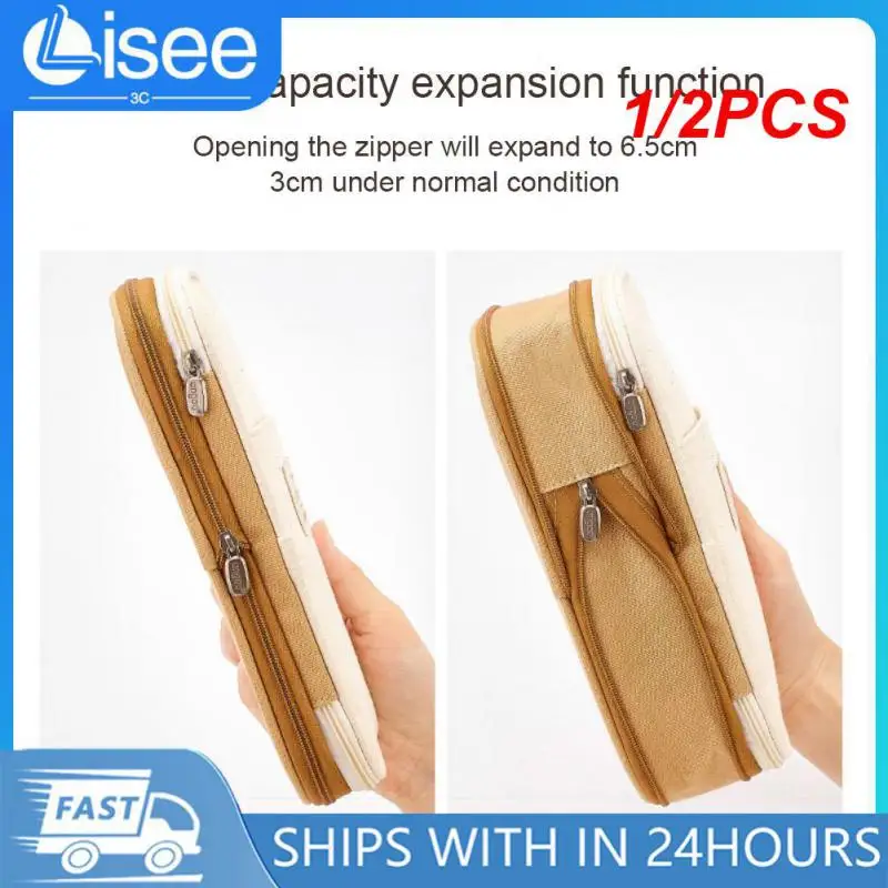 

1/2PCS Large Capacity Pencil Case Stationery School Supplies Pencil Cases Pouch Office Desk Storage Bag Students Kids Pen Case
