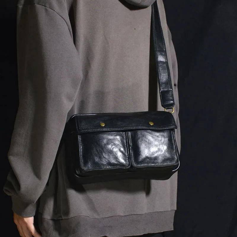 AETOO Винтажная кожаная сумка через плечо из воловьей кожи первого слоя мужская