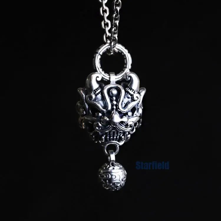 

S925 pure silver ancient traditional new men mythical wild animal pendant domineering personality gifts fashion necklace
