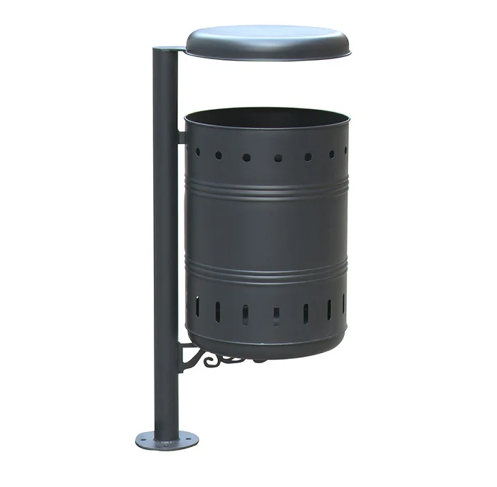 

outdoor furniture street standing round metal recycle bin garden new design dustbin public park perforated decorative trash can