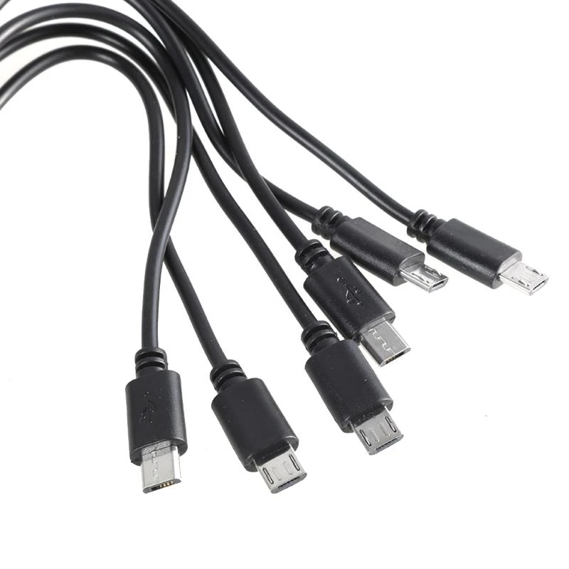 Фото 12pc USB 5PIN Зарядка кабеля 6 в 1 USB 2,0 типа A до шести USB 5PIN Мужской адаптерный шнур для быстрой зарядки 50 см 19,7 дюйма №4