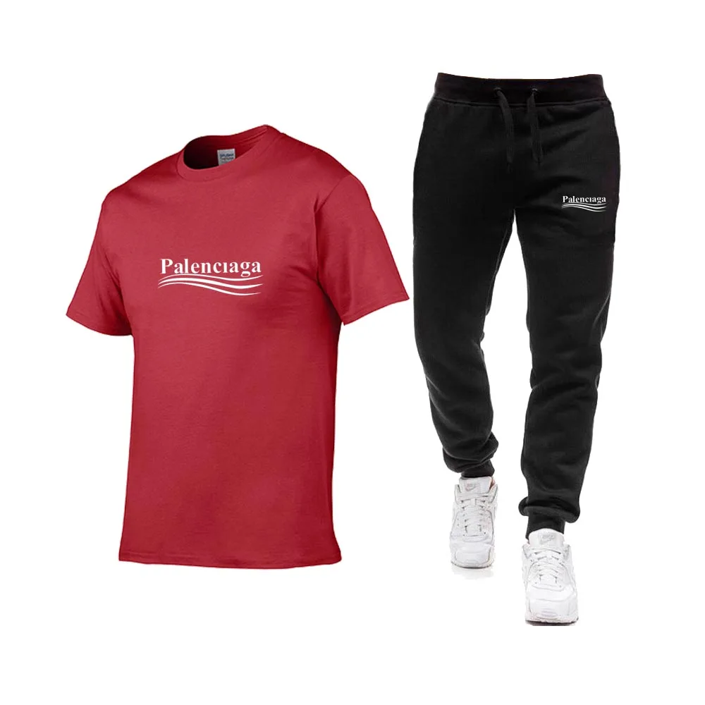 

Спортивный костюм мужской с надписью, роскошная футболка и шорты, летняя спортивная одежда, штаны для бега, футболка, уличная одежда, топ в с...