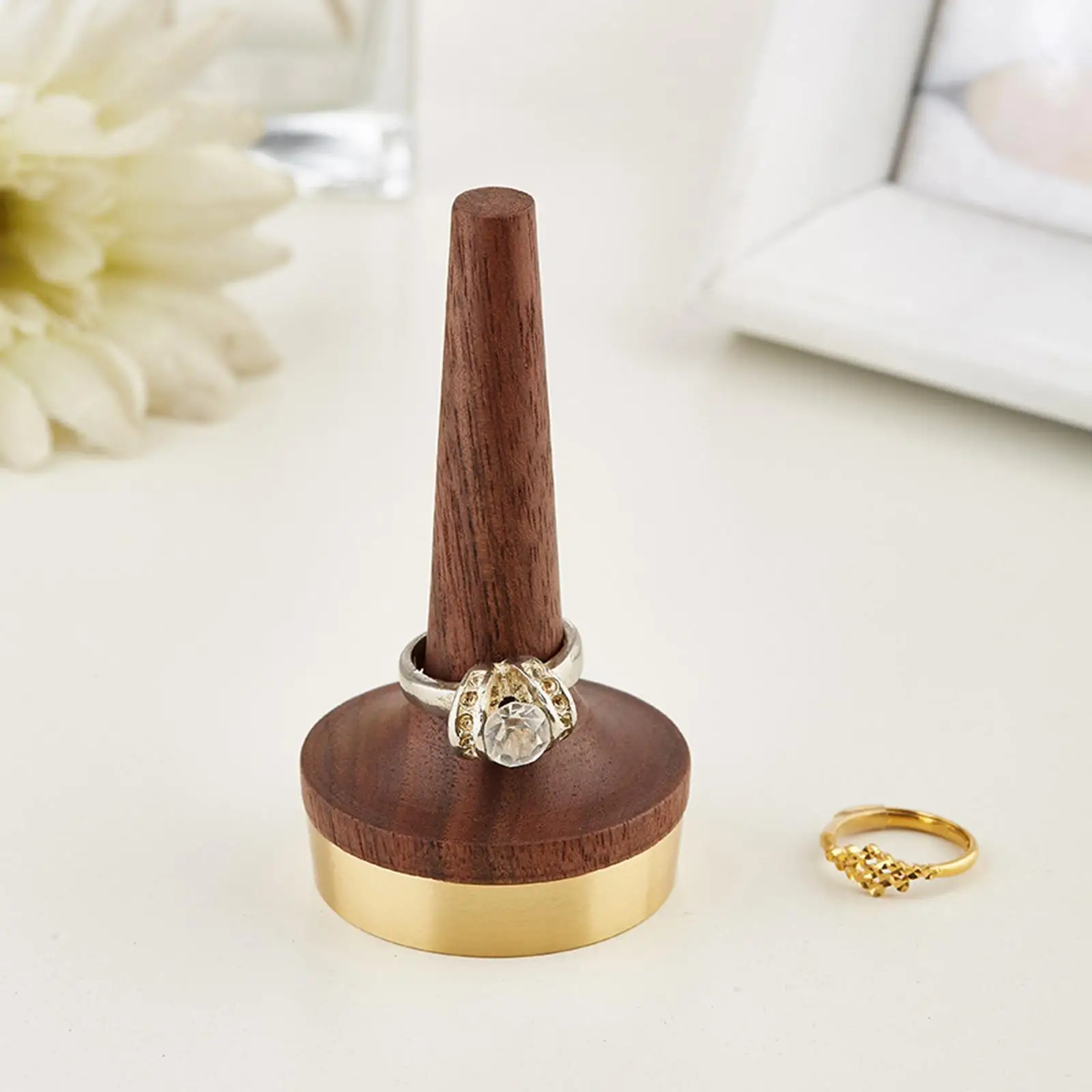 

Walnut Wooden Jewelry Ring Display Holder Organizer Photography Decor DIY Craft Support Holder Finger Ring Stand for Men Women
