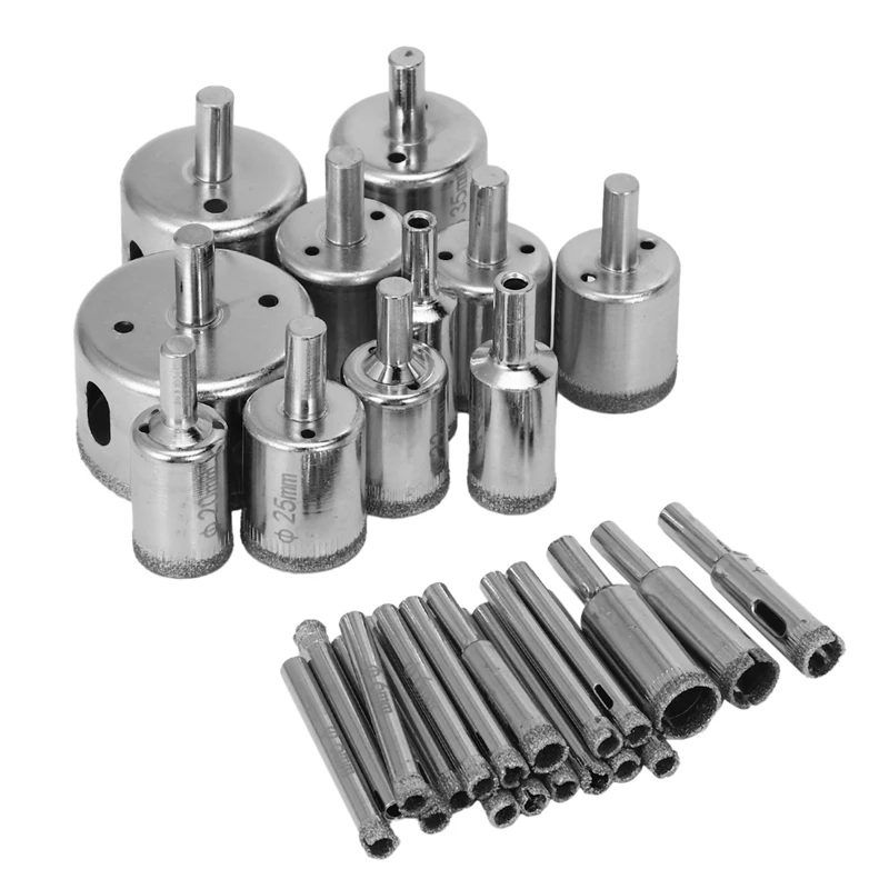 

30Pcs Diamond Coated Drill Bit Set Tile Marble Glass Ceramic Hole Saw Drilling Bits For Power Tools 6-50Mm