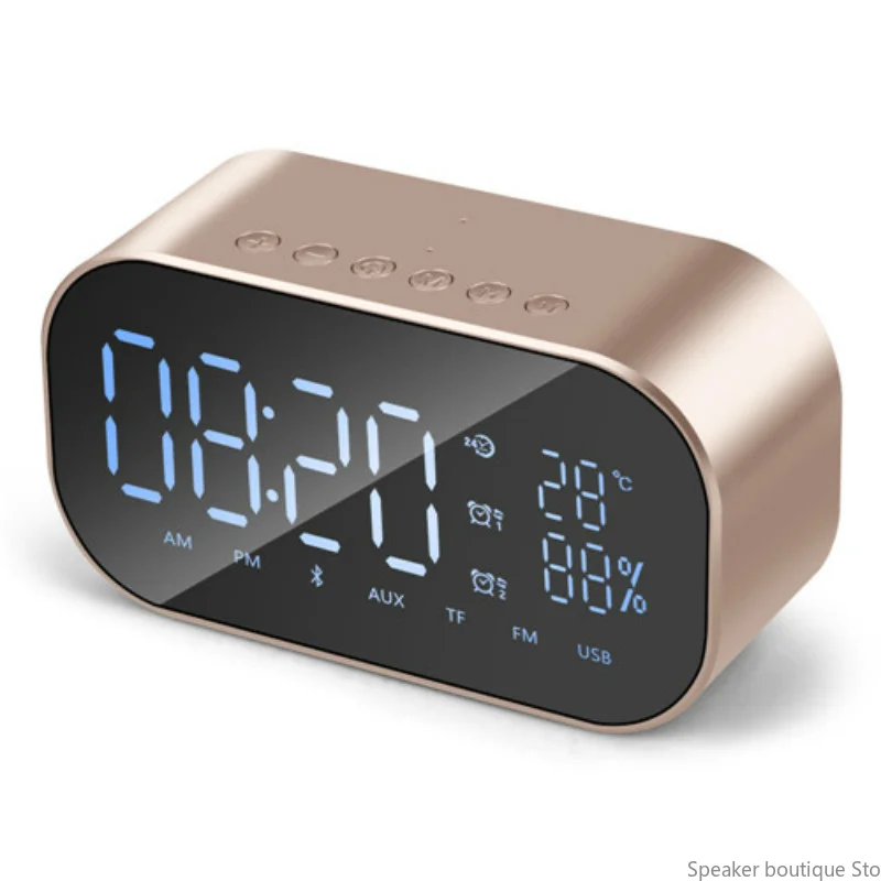 

S2 Desktop Alarm Clock Bluetooth Speaker Large Capacity Mirror Subwoofer Household