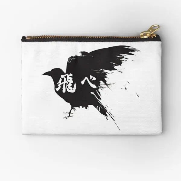 

Haikyuu Crow Fly Zipper Pouches Men Cosmetic Small Bag Coin Pure Key Money Socks Panties Storage Packaging Underwear Women