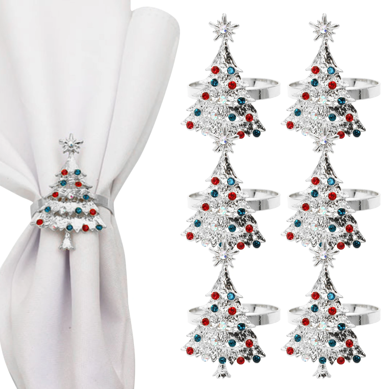 

6 шт., кольца для салфеток в виде рождественской елки