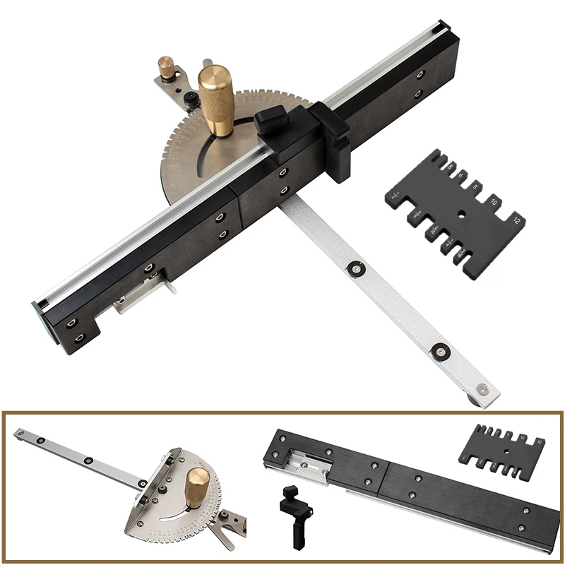 

H50 Aluminum Handle 450mm Miter Gauge with Jig Track Stop Table Saw Router Miter Gauge Saw Assembly Ruler Woodworking Tools set