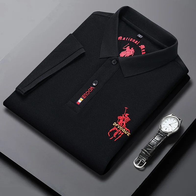 

Summer New Trend Top Grade Mens Cotton Polo Shirts Brand Embroidered Logo Tops Business Casual Designer Men's Clothing