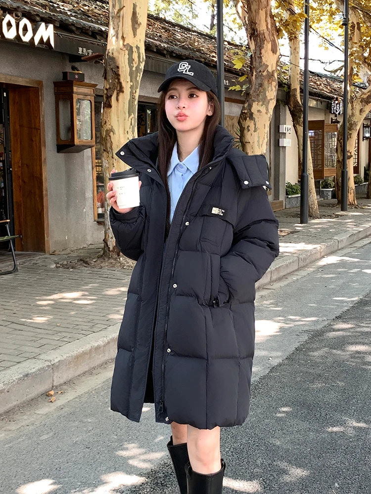 Женская куртка на утином пуху новинка 2024 белый утиный пух средней длины