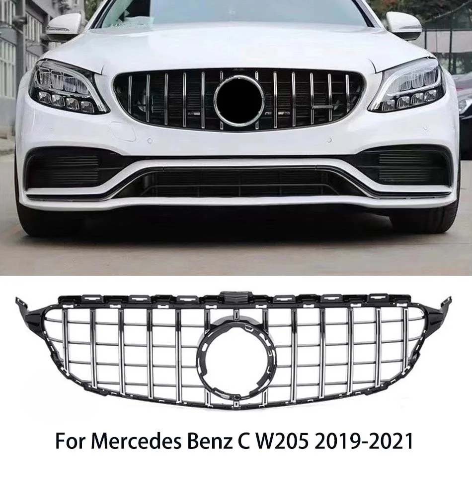 

Передняя решетка для гриля, черная/фоторешетка для Mercedes-Benz C Class W205 C200 C250 C300 C350 2019-2021, автомобильные аксессуары