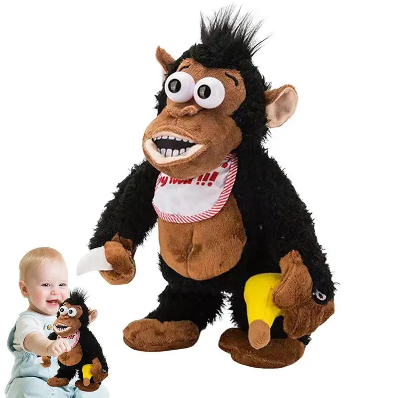 

Magnetic Monkey Toy Gorilla Eating Banana Toys Monkey Toys Funny Plush Toys Adults Electric Office Gift For Kids Inside The Car