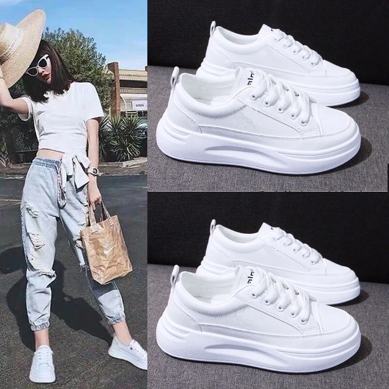 Белые туфли Женская обувь 202 Новинка 4 сезона Hundred Net Red Board Shoes Мода XLS Спортивная