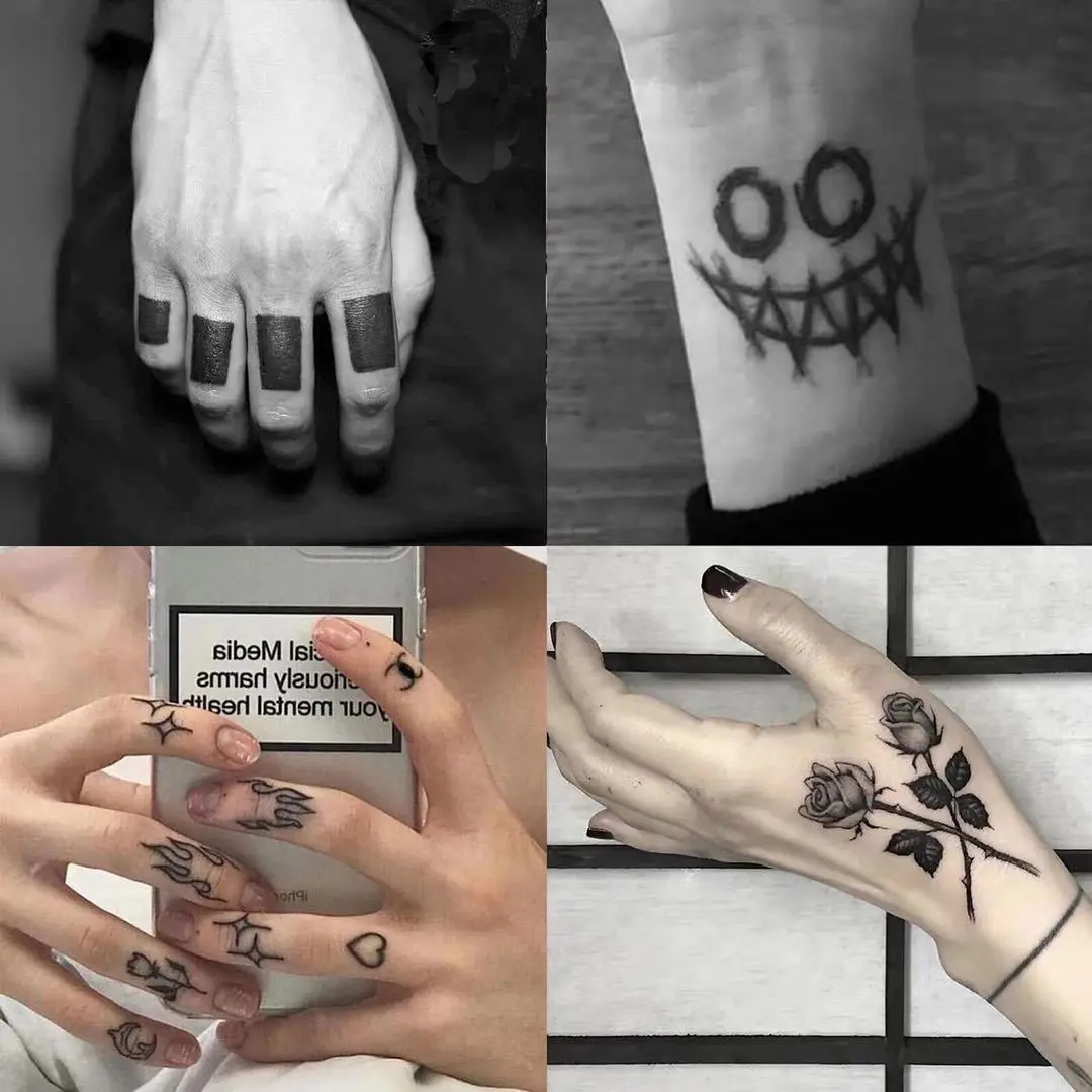 

Sdotter Black Block Clown Temporary Tattoo Sticker Men Women Body Art Arm Waist Fake tattoos Waterproof Finger Tatoo