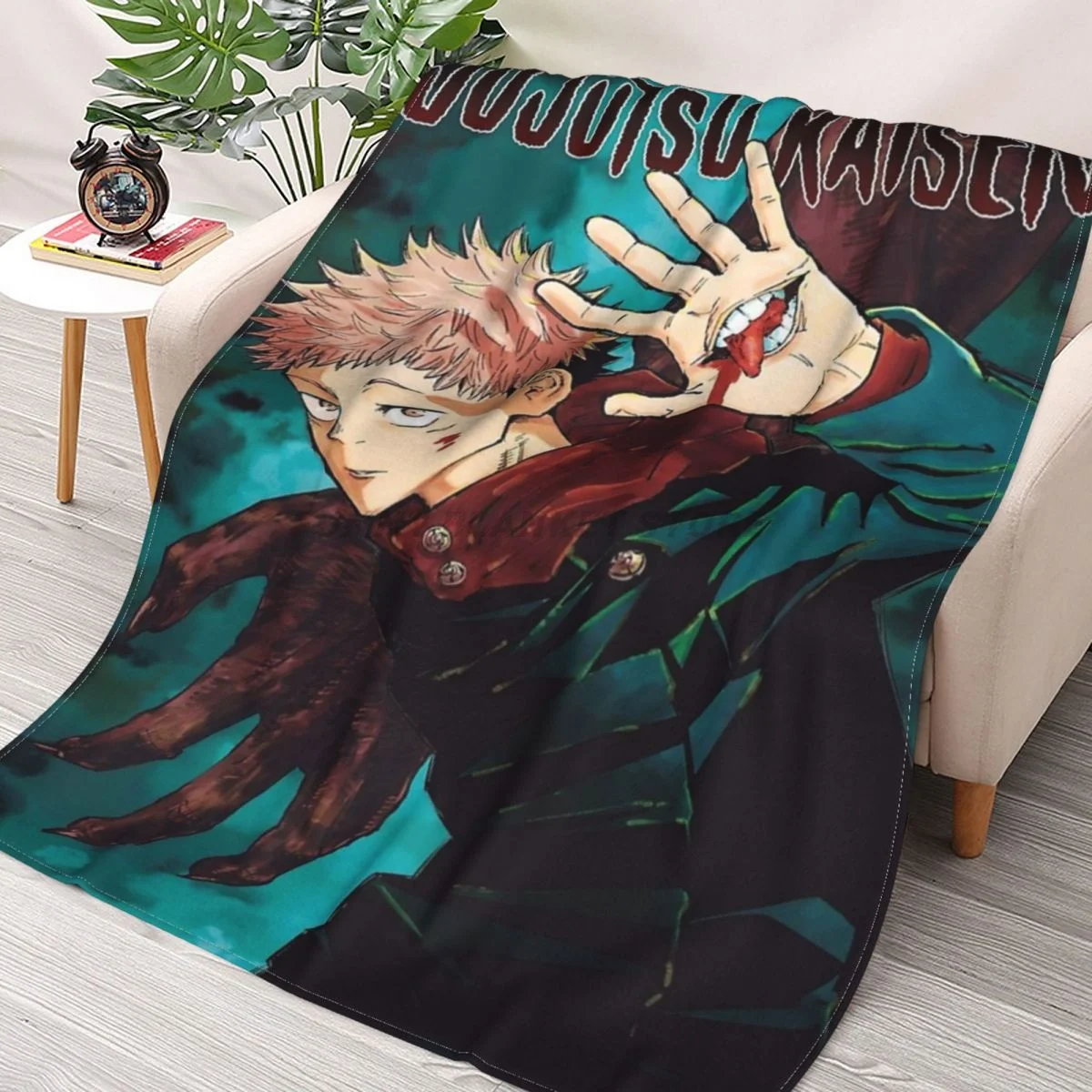 

JJK ENG Volume 1 Throws Blankets Collage Flannel Ultra-Soft Warm picnic blanket bedspread on the bed