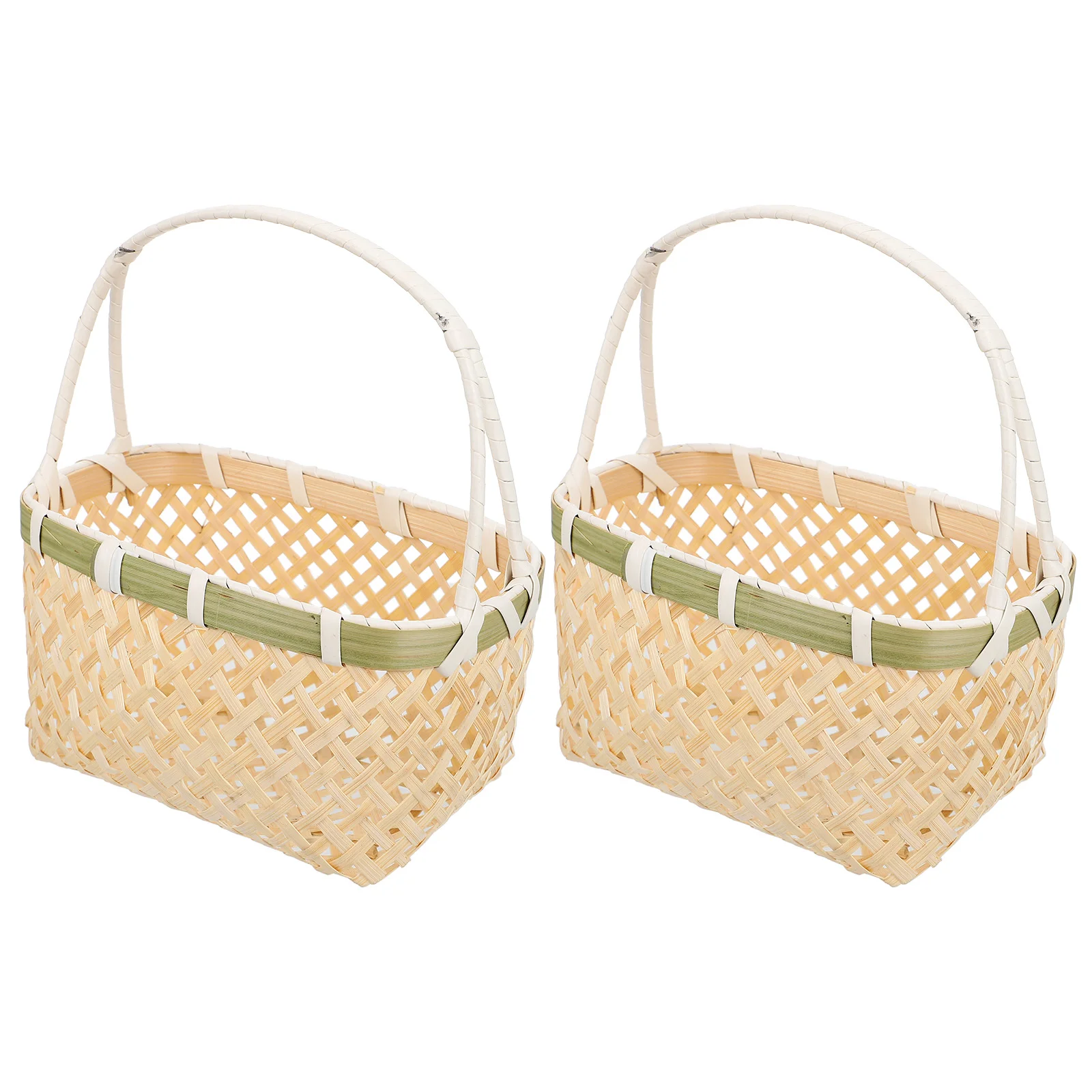 

Basket Woven Wicker Storage Picnic Flower Rattan Baskets Organizer Handle Fruit Container Girl Snack Gift Fruits Braided Natural