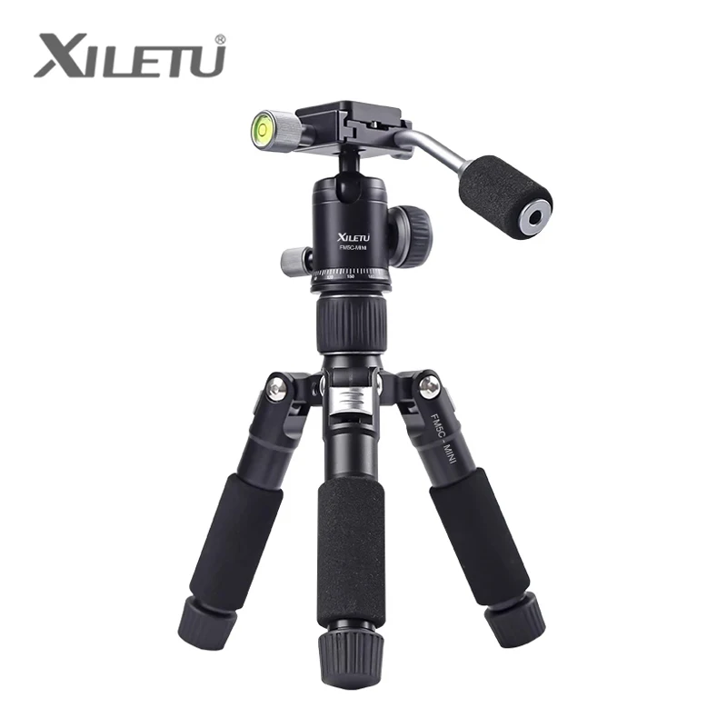 Профессиональный настольный мини-штатив XILETU FM5C со съемной ручкой и шаровой головкой для зеркальной цифровой камеры, беззеркальной камеры, смартфона