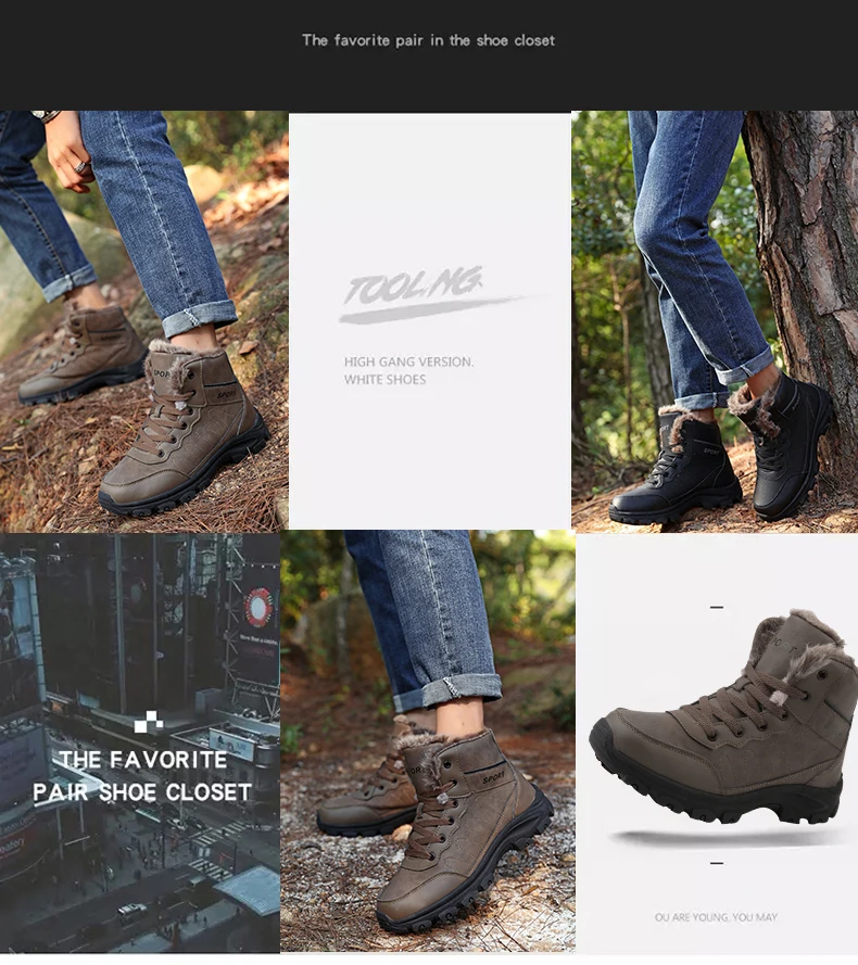 Мужские кожаные ботильоны Surgut с противоскользящей защитой черные ботинки для