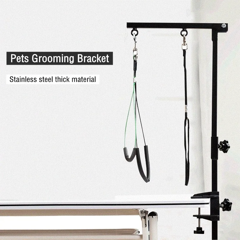 

Foldable Pets Grooming Bracket with Sling Adjustable Steel Suspender Grooming Table Arm Support Dog Cat Holder for Bath Desk