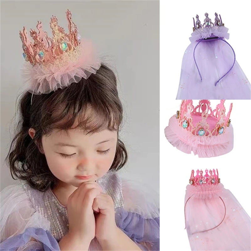 

Princess Headband Princess Crowns Headband Veil Tiaras Birthday Crowns For Girl