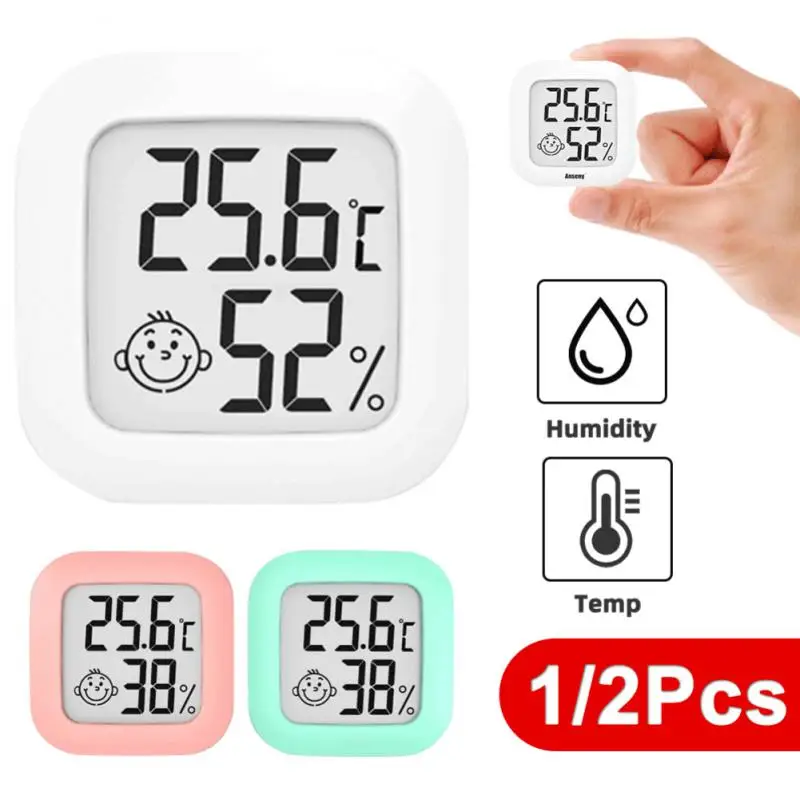 

Mini LCD Digital Thermometer Smiley Temperature Sensor Humidity Meter Celsius Indoor Room Hygrometer Gauge Weather Station