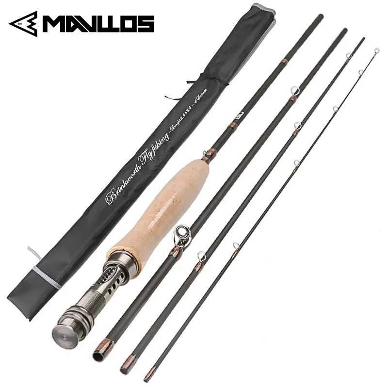 Mavllos 3/4 5/6 WT Fly Fishing Rod 40T Carbon Fiber 8FT 2.4M/9FT 2.7M Fast Action Cork Handle Lightweight Lake River Fly Rod