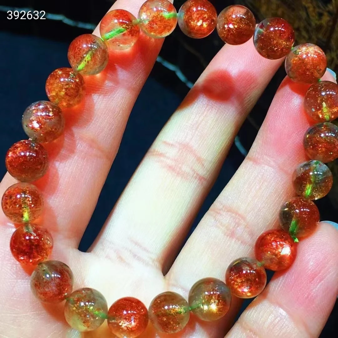 

Natural Green Gold Sunstone Strawberry Quartz Beryl Bracelet Arusha 8mm Clear Round Beads Women Bangle AAAAAAA
