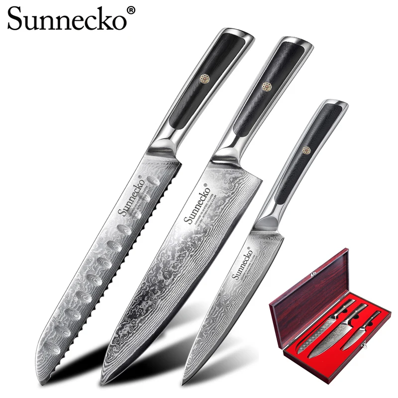 Набор кухонных ножей из дамасской стали SUNNECKO 8 Дюймов 5 дюймов
