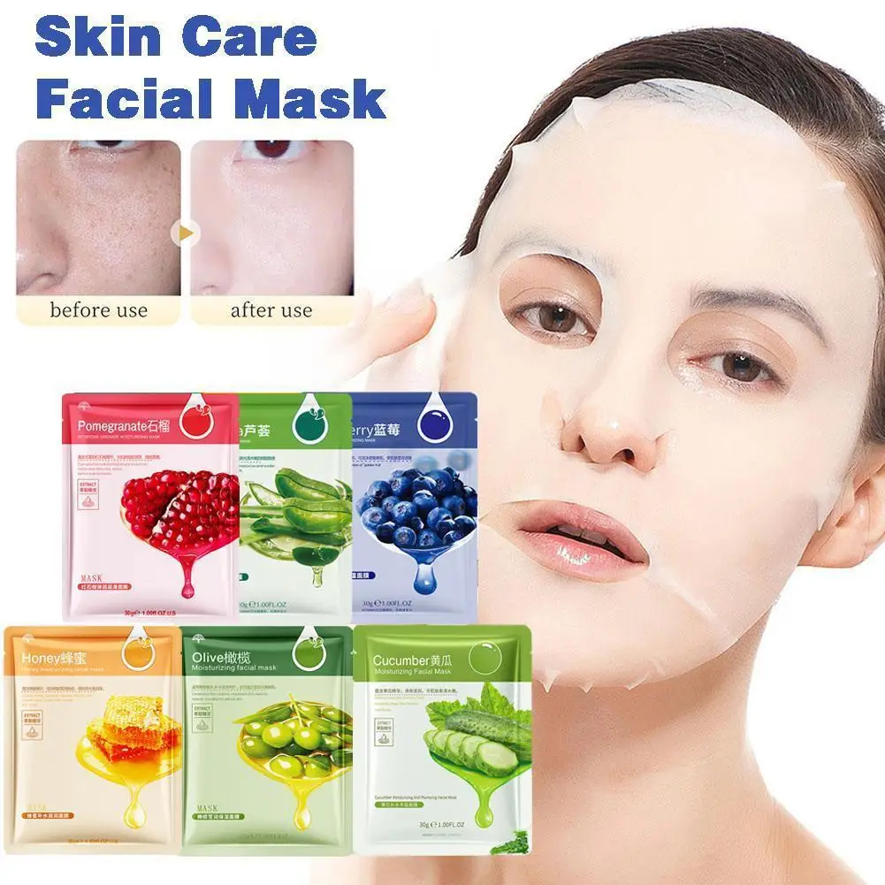 

1pcs Skin Care Sheet Aloe Olives Pomegranate Seaweed Green Care Batch Face Korean Tea N2t0