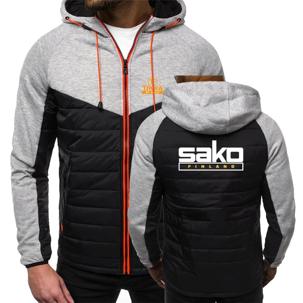 Мужская зимняя хлопковая куртка с капюшоном и на молнии |