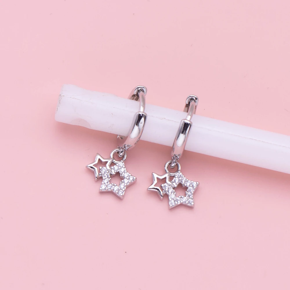 Новая мода модные латунные позолоченные циркониевые полые звезды дизайн CZ