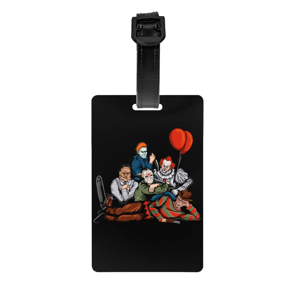 

Custom Halloween Horror Movie Character Luggage Tag With Name Card Privacy Cover ID Label for Travel Bag Suitcase