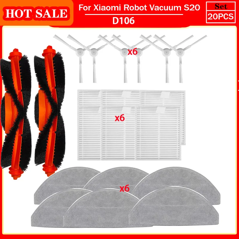 

Для пылесоса Xiaomi S20/D106 E12 E10 B112, аксессуары, сменная основная боковая щетка, тканевый фильтр для швабры, детали