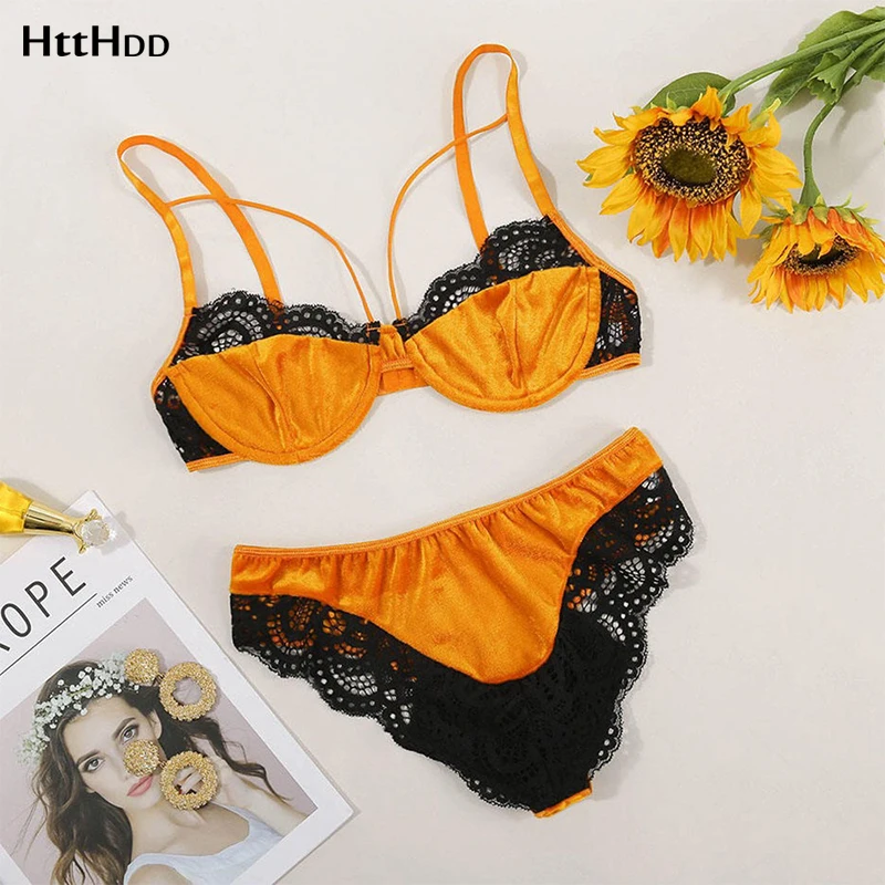 Комбинированный Женский комплект из 2 предметов Прозрачное нижнее белье женский