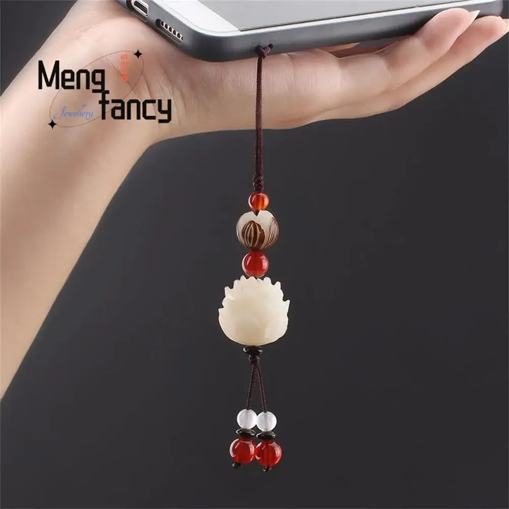 Винтажный резной брелок ручной работы с цветком лотоса Бодхи натуральные