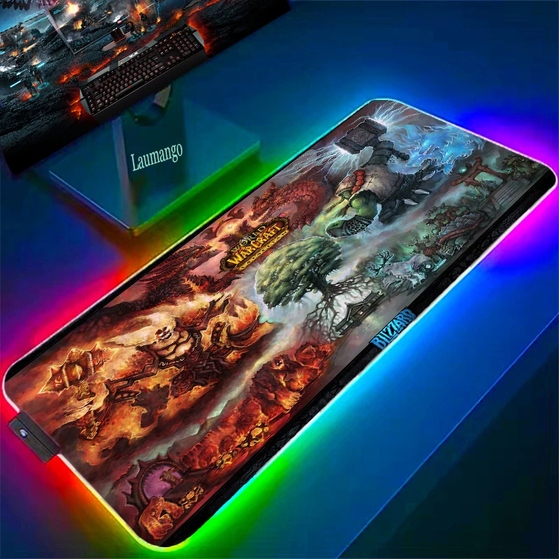 

Anime Mouse Pad Rgb World of Warcraft Gaming Keyboard Mausepad Gamer Desk Accessories Computer Mousepad Xl Desktop Table Mat Diy
