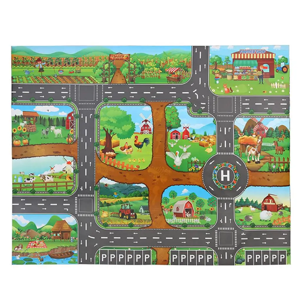 

Playing Mat Educational Pads Waterproof Fold-resistant Road Carpet Baby Play Mats Cognitive Capacity All Age Traffic Rug