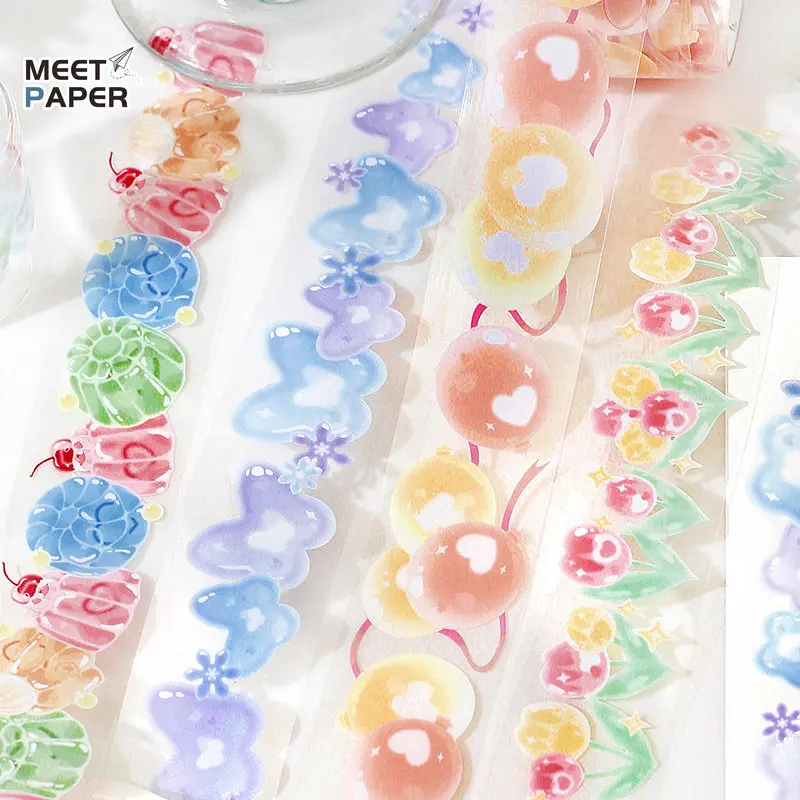 

3 Meters/roll Kawaii Jelly Butterfly Stickers for Decoration Aesthetic PET Scrapbooking Supplie Paper Journal Planner Stationery