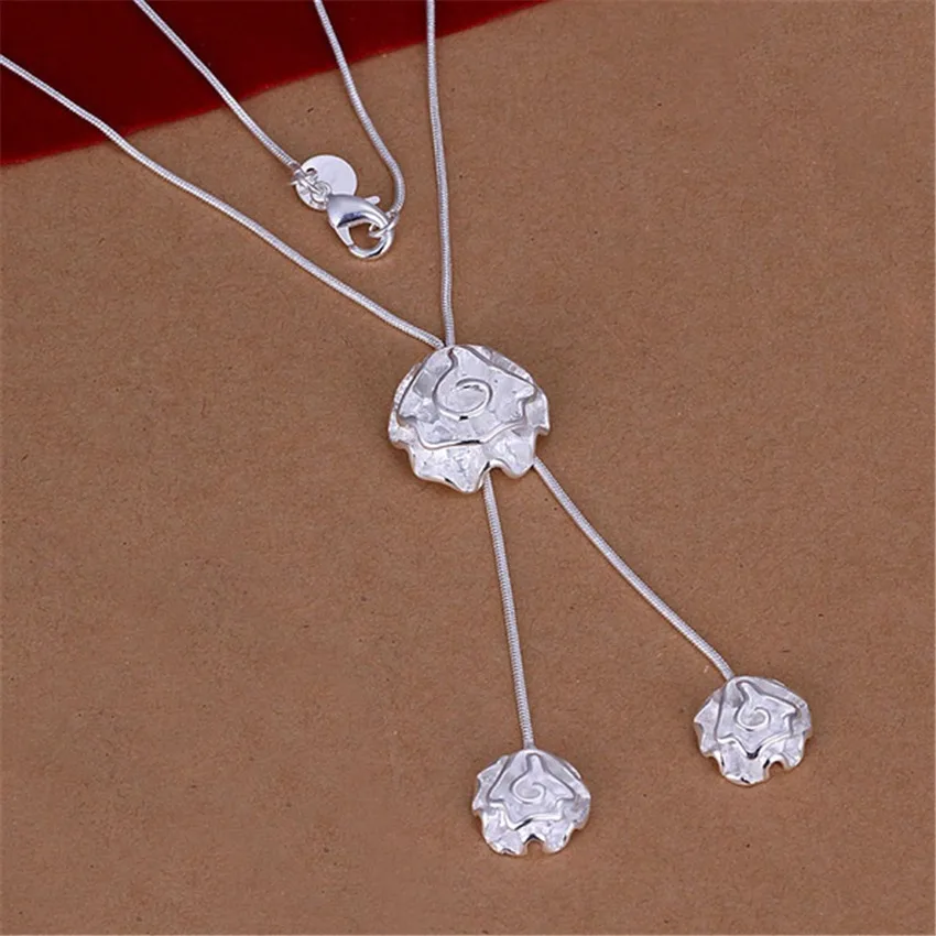 

Hot charms women lady silver color noble luxury refined high quality flowers Necklace Fashion trends Jewelry Gifts