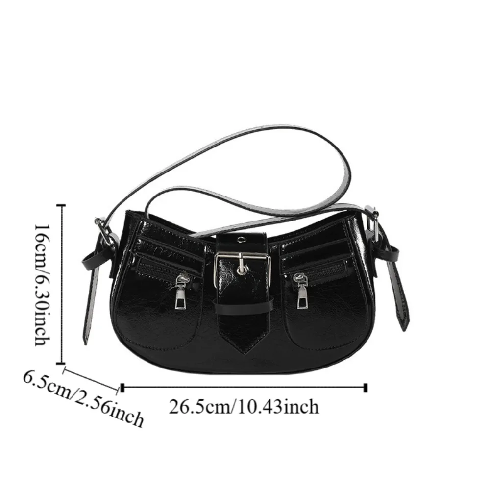 Темпераментная сумка через плечо Y2K с застежкой готическая кожаная на молнии