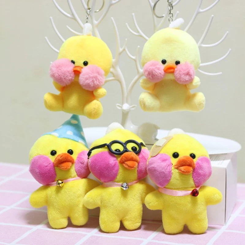 Подвеска плюшевая в виде утки с гиалуроновой кислотой 11 см брелок корейской