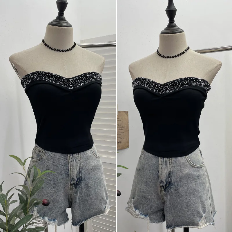 Женский шикарный топ-труба для тяжелой промышленности с бриллиантами и мягким