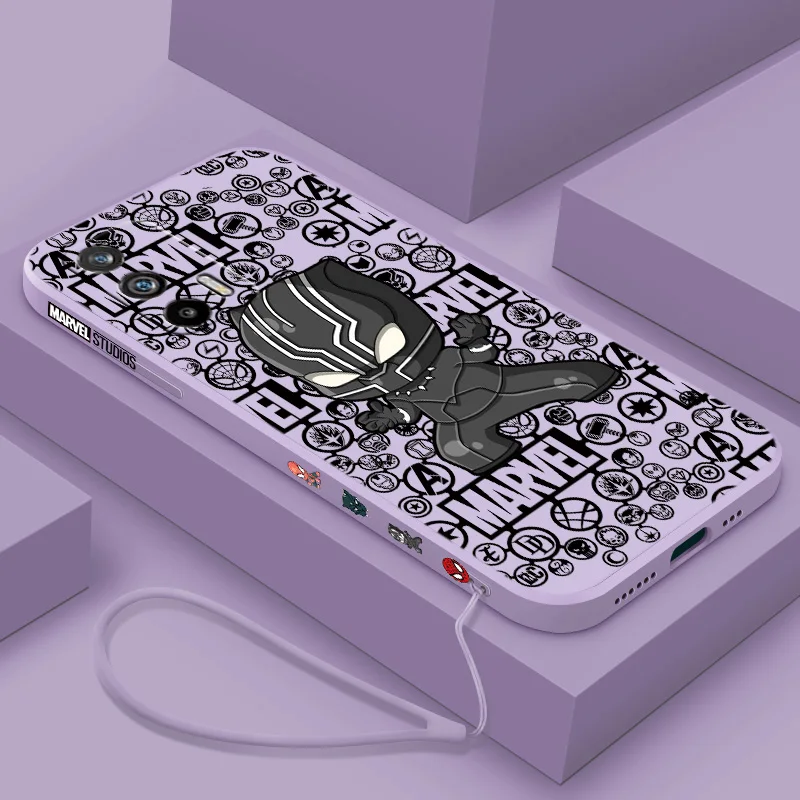 

Marvel Black Panther For OPPO Realme 10 9 9i 8i 7i 6S 6i 5i Narzo 50A 50i Prime Pro Plus Liquid Left Rope Phone Case