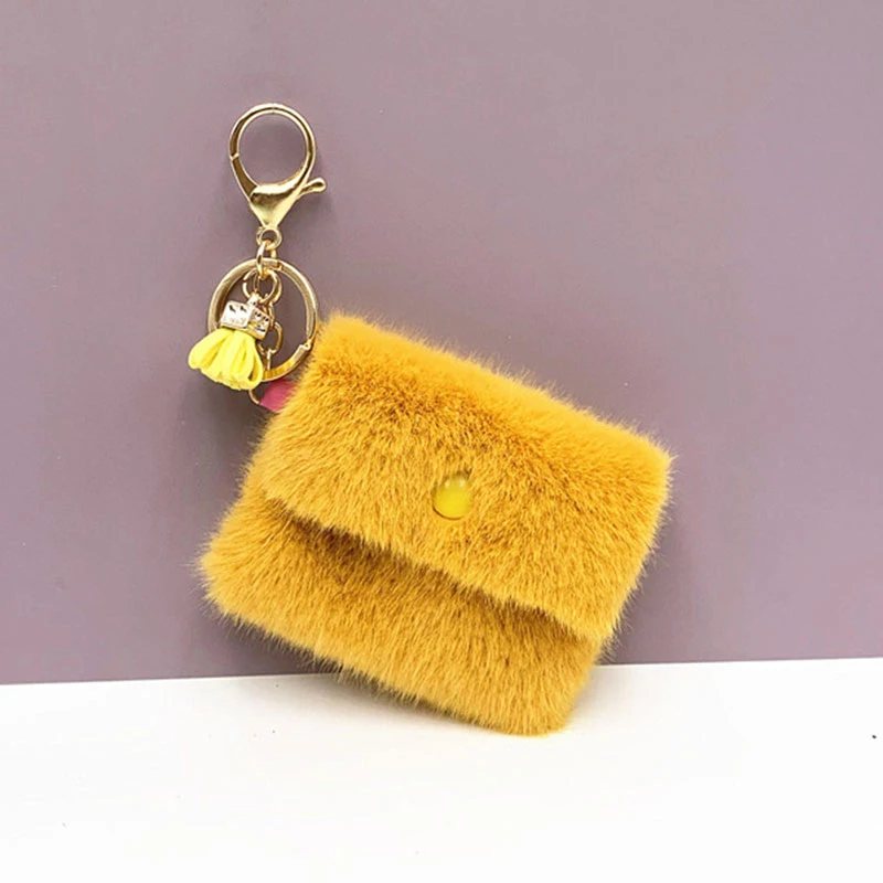 

Candy Color Cute Coin Key Case Pendant Mini Coin Purse Keychain Data Cable Storage Bag Key Chain Accessories Women