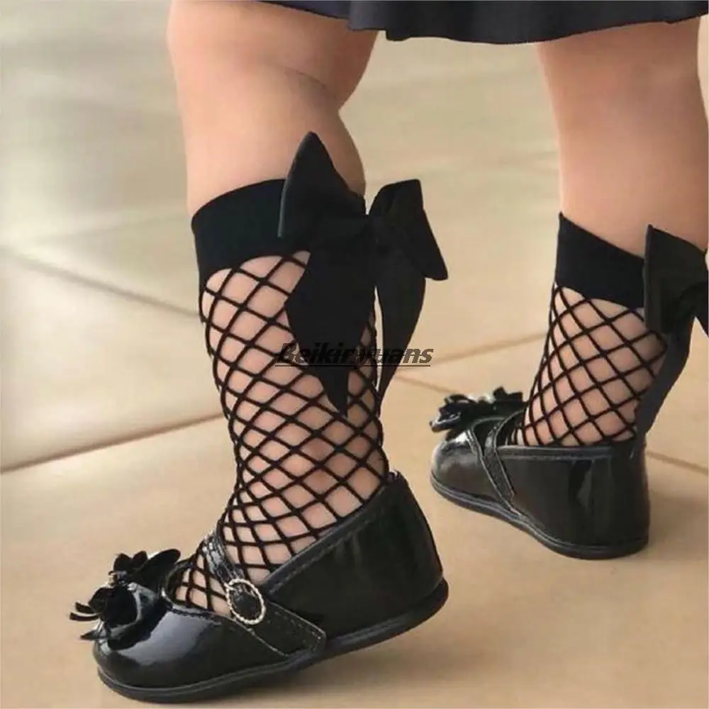 

Baby Girl Mesh Socks With Big Bow Summer Kids Sokken Cotton Breathable Black White Cute Toddler Kids Sock Bowknet