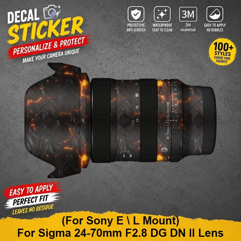 Фото Защитная виниловая наклейка для объектива Sigma 24-70mm F2.8 DG DN II (для Sony E/L Mount), премиум-класса, с защитой от царапин, персонализированная. №1